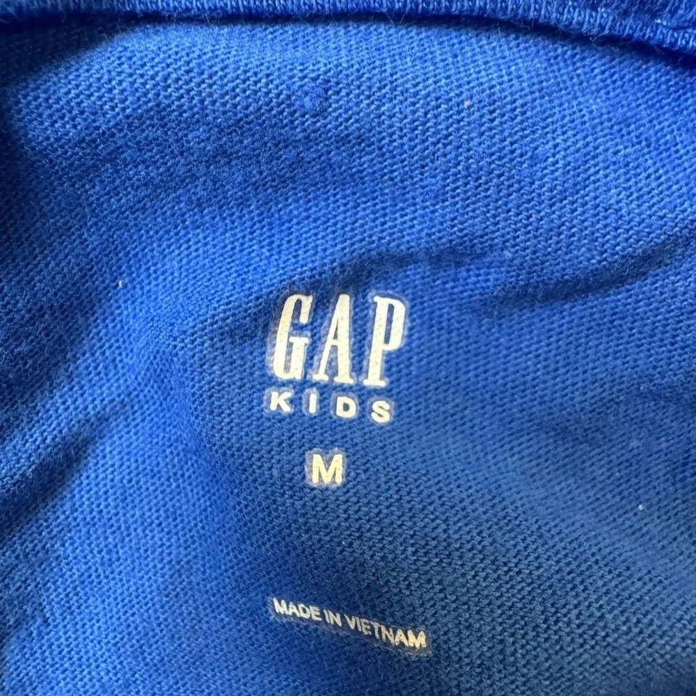 GAP Kid Blue Long Sleeve Hoodie Shirt Sequin Skull Game Over M Changes 2 Designs